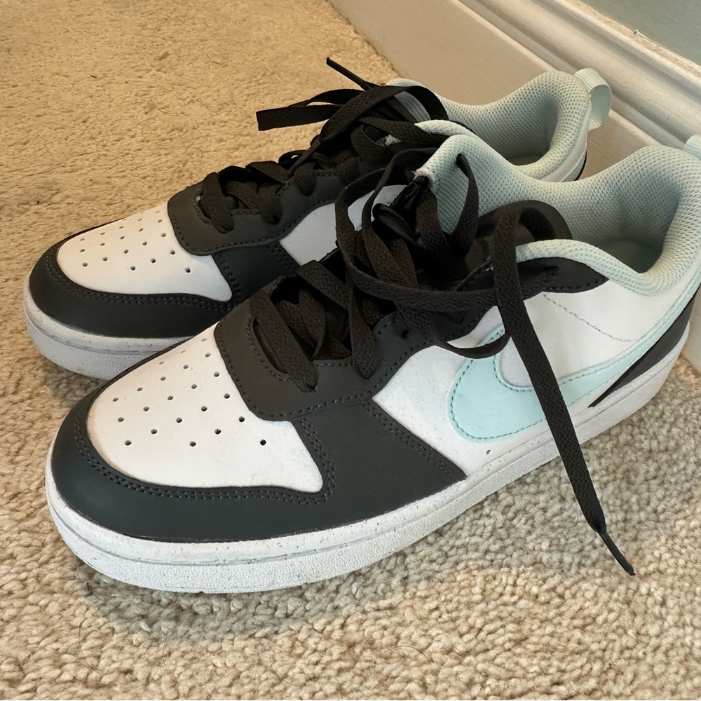 Nike Court Borough Low Recraft Shoes
(Black & White with Light Blue Accent)